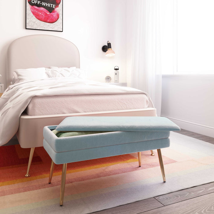 Ziva - Velvet Storage Bench - DecorGalore4U