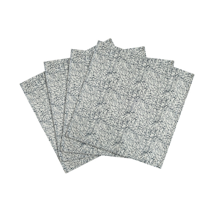 Crissy - Cotton Canvas Printed Napkins (Set of 4) - Inked - DecorGalore4U