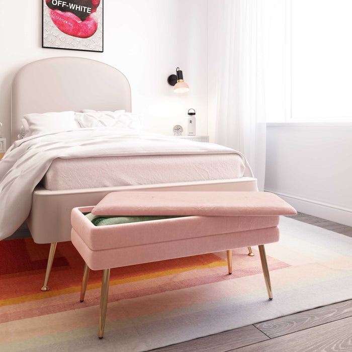 Ziva - Velvet Storage Bench - DecorGalore4U