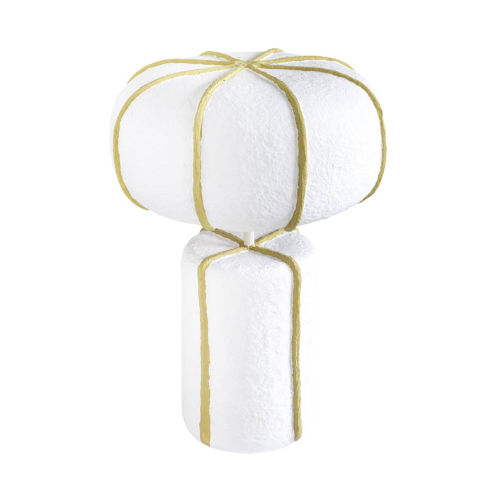 Looma - Cotton Mache Table Lamp - White / Green - DecorGalore4U
