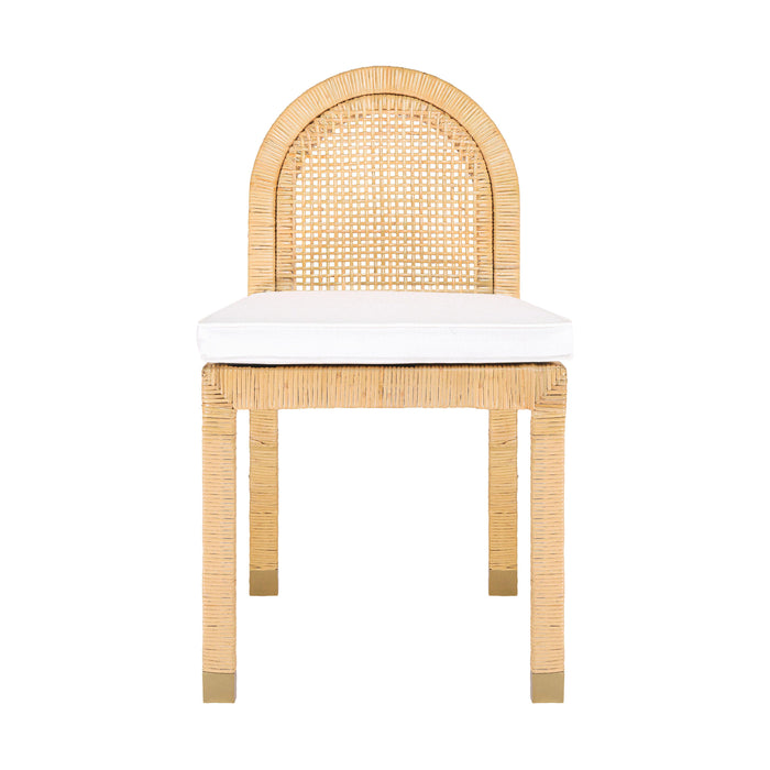 Amara Natural Rattan and Performance Fabric Arched Back Dining Chair