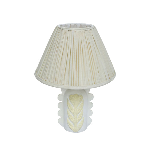 Edith - Scalloped Papier Mache Flower Pleated Table Lamp - Cream - DecorGalore4U