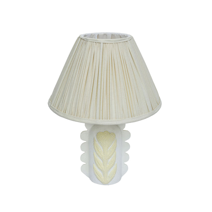 Edith - Scalloped Papier Mache Flower Pleated Table Lamp - Cream - DecorGalore4U