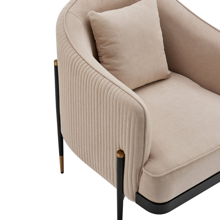 Versa Transitional Elegance Accent Chair // Beige, Black and Gold