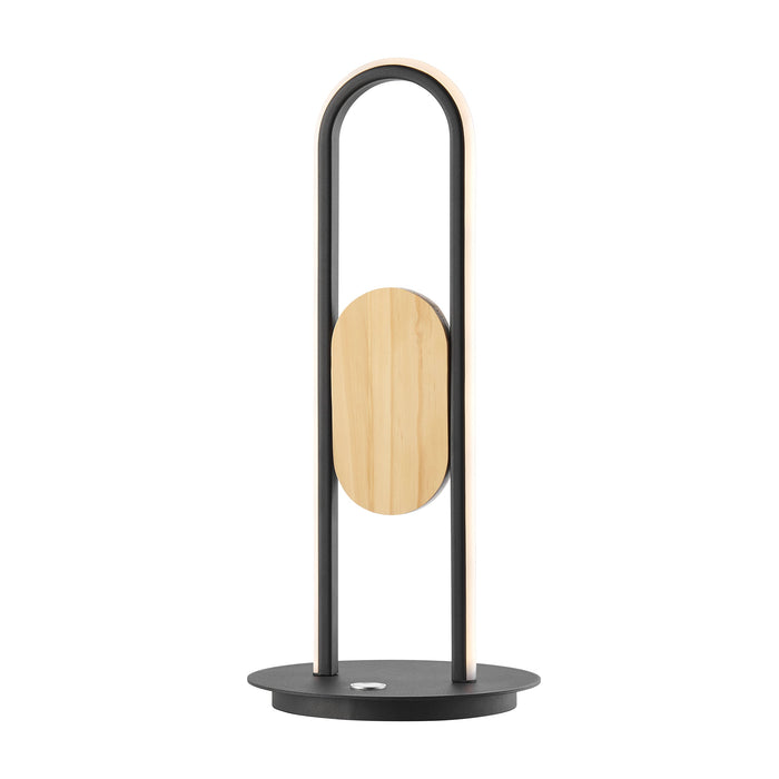 Table Lamp Satin Black & Wood