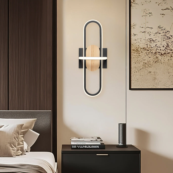 Wall Lamp Black & Wood