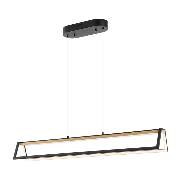 Chandelier Satin Black & Wood