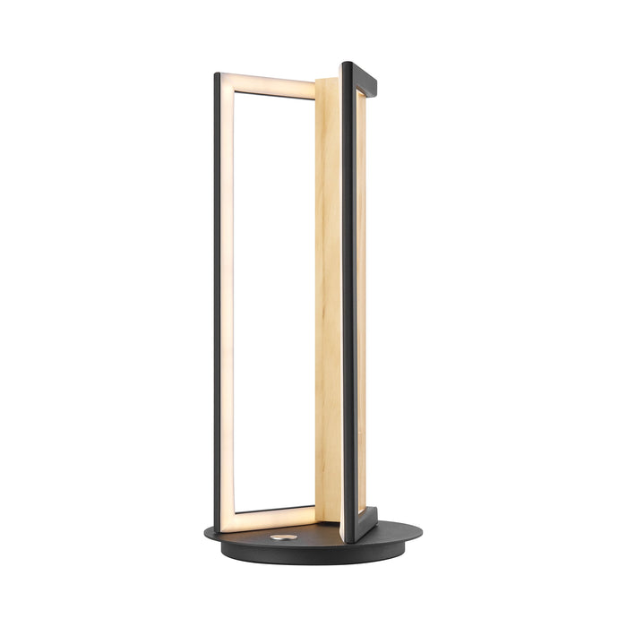 Table Lamp Satin Black & Wood