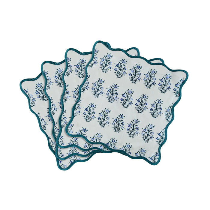 Crissy - Cotton Canvas Printed Napkins (Set of 4) - Blue Cornflower - DecorGalore4U