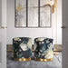 Opal Floral Velvet Ottoman with Gold Base - DecorGalore4U