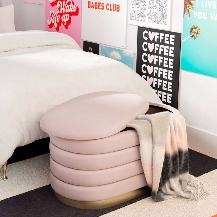Lillian - Velvet Storage Bench - DecorGalore4U