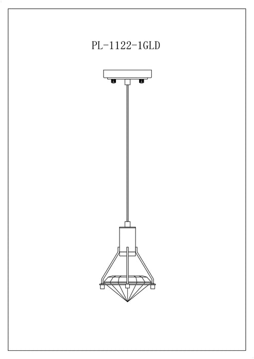 Hollywood Diamond 1 Light Pendant // Gold