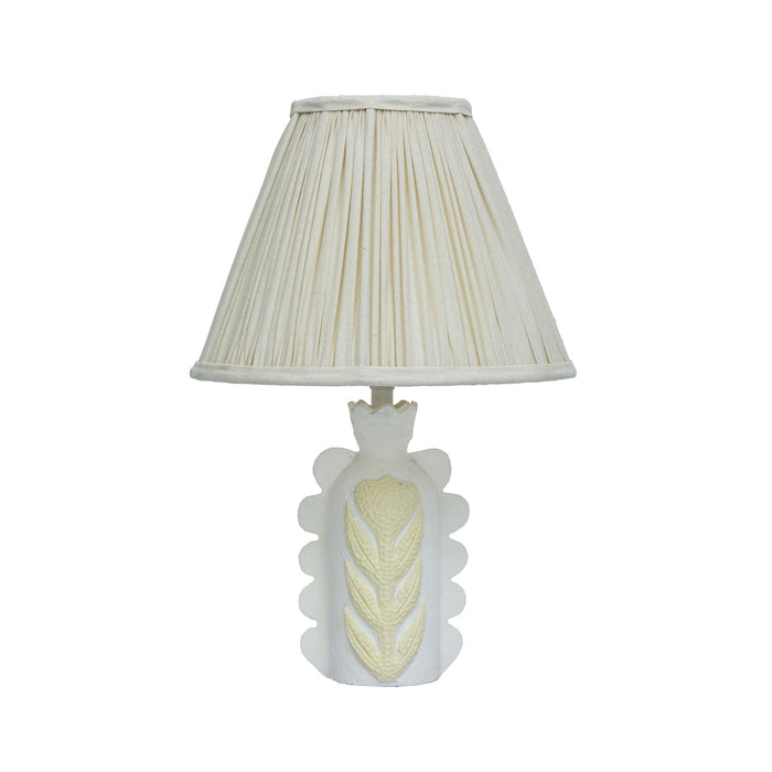 Edith - Scalloped Papier Mache Flower Pleated Table Lamp - Cream - DecorGalore4U