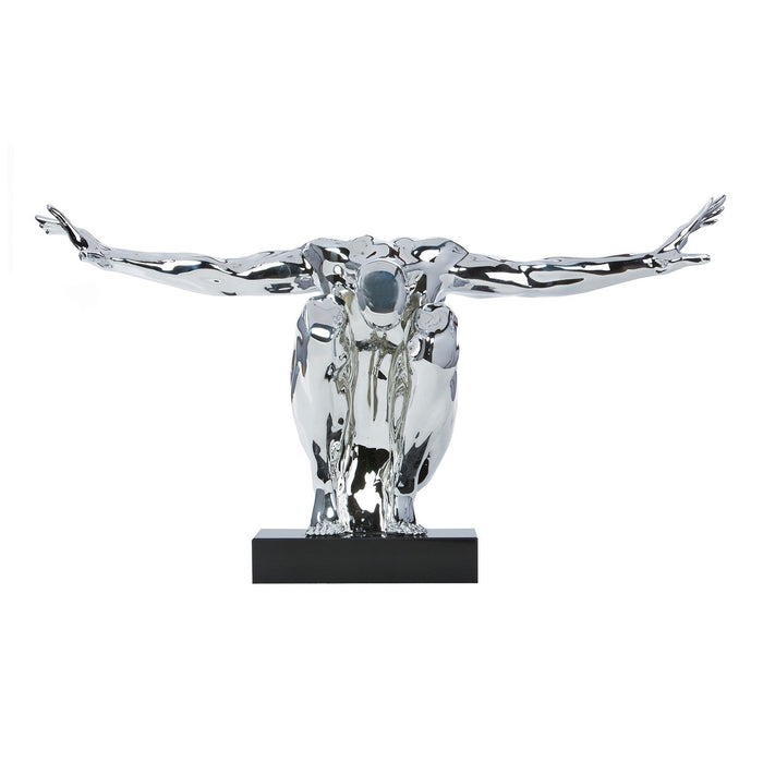 Large Saluting Man Resin Sculpture // Chrome