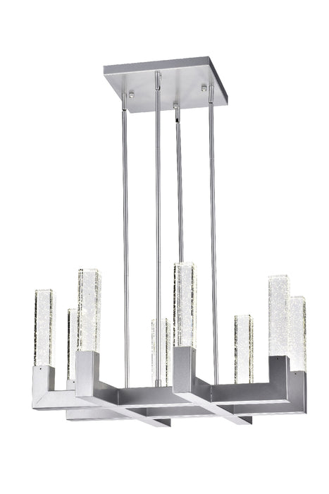 8 Light Square Crystal Dianyi LED Chandelier // Silver