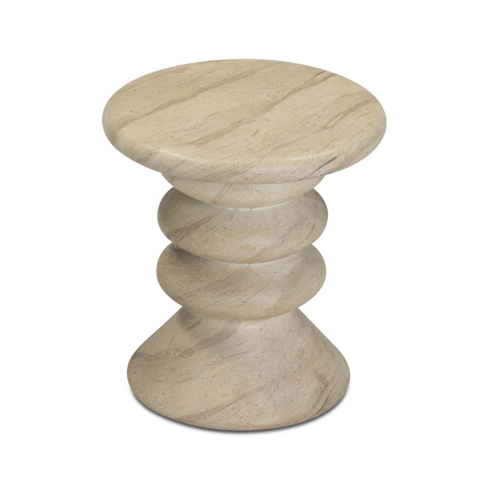 Hyre - Indoor / Outdoor Concrete Side Table - Faux Travertine