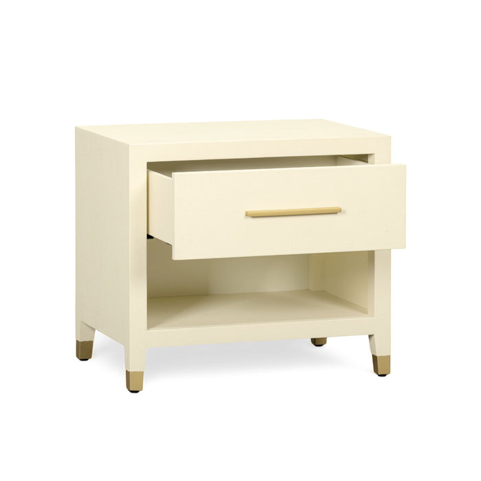 Dani - Faux Shagreen Nightstand With Drawer - Cream