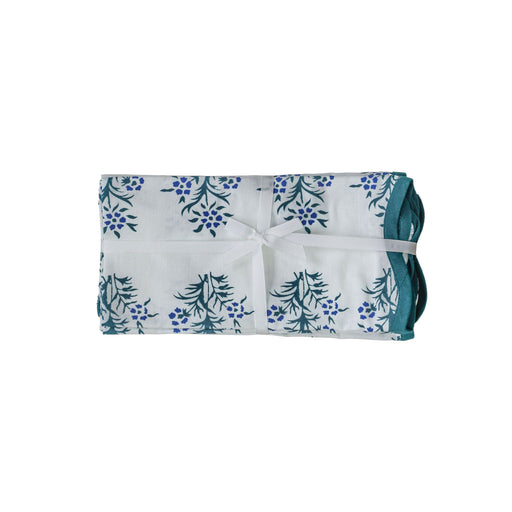 Crissy - Cotton Canvas Printed Napkins (Set of 4) - Blue Cornflower - DecorGalore4U
