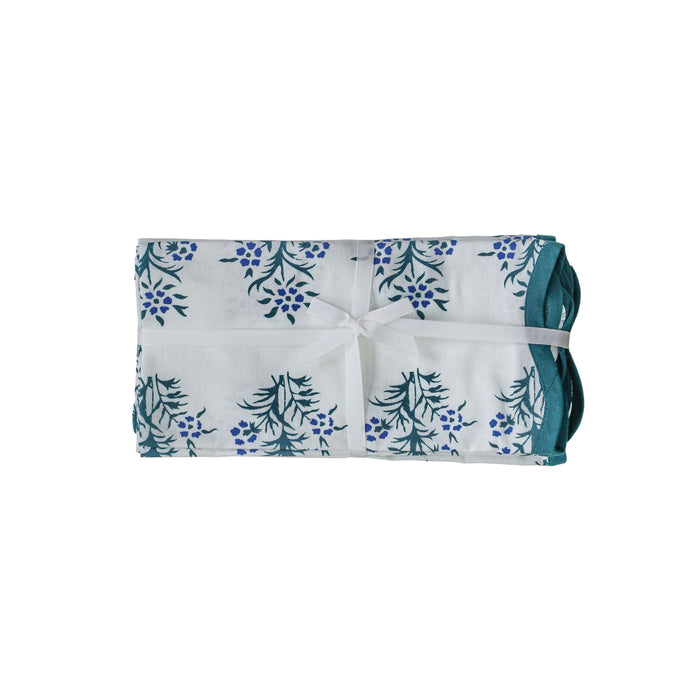 Crissy - Cotton Canvas Printed Napkins (Set of 4) - Blue Cornflower - DecorGalore4U