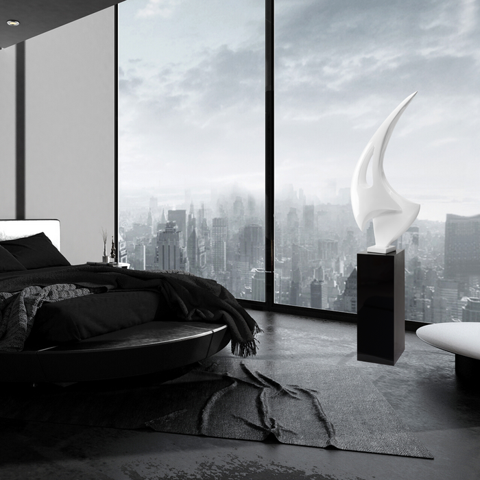 Sail Floor Sculpture With Black Stand 70" Tall // White