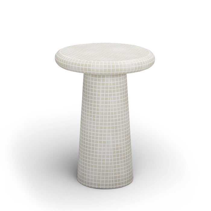 Monica - Tiled Pattern Tall Side Table - Beige