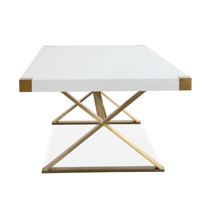 Adeline White Lacquer Dining Table - DecorGalore4U