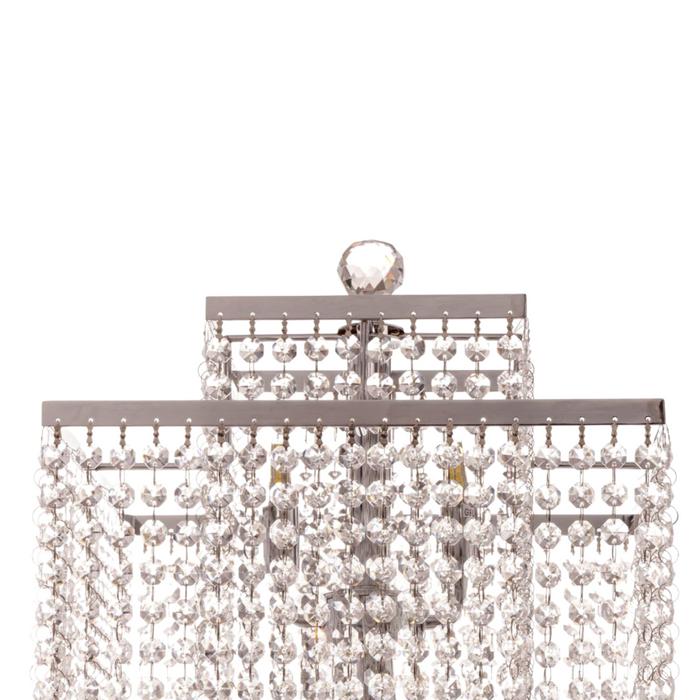 Square Crystal Double Crown Table Lamp // Chrome