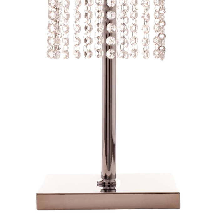 Square Crystal Double Crown Table Lamp // Chrome