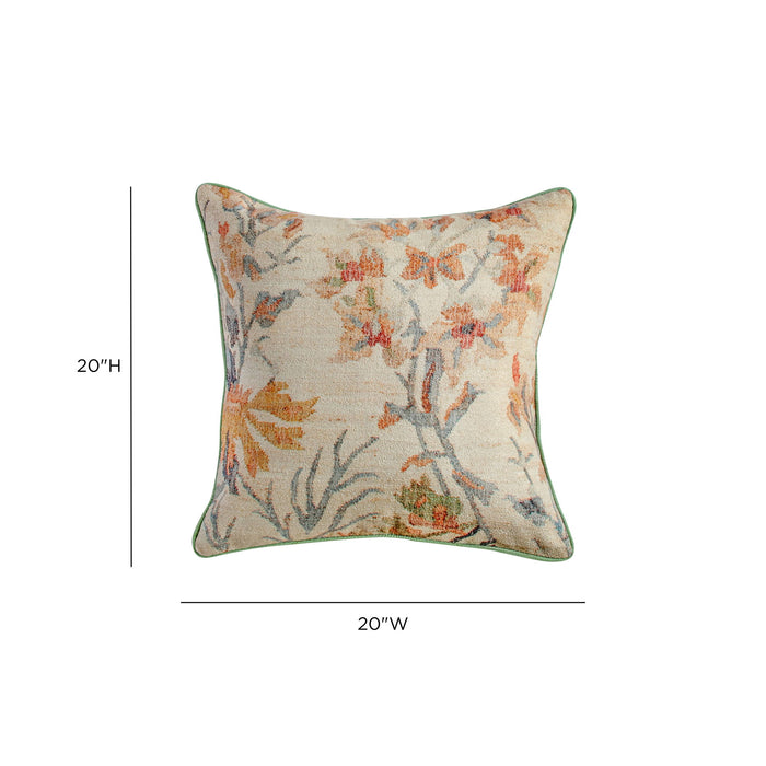 Taman - 20" Natural Cotton Accent Pillow - Summer Florals - DecorGalore4U
