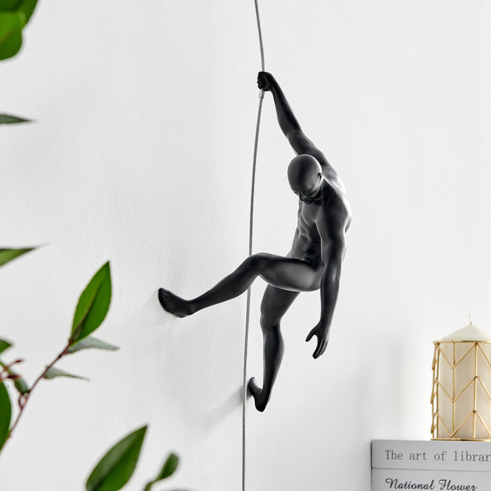 Climbing Couple Set of Two Wall Sculptures // Matte Black and Gold