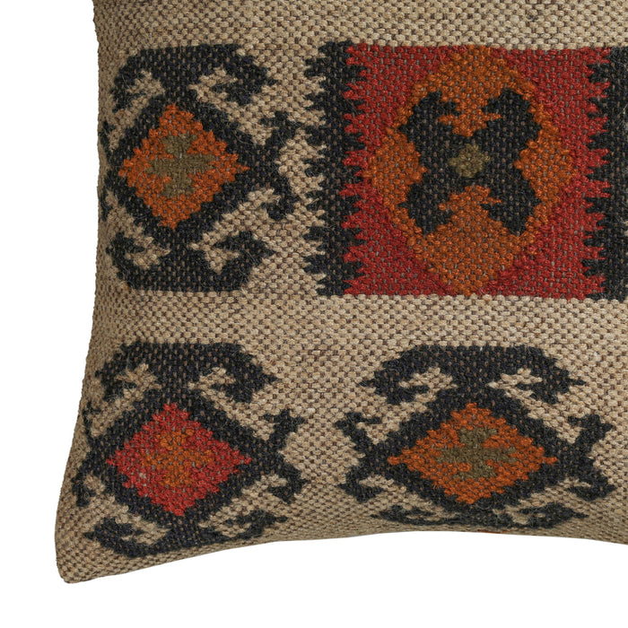 Terra - 20" Square Wool and Jute Kilim Throw Pillow (Cover) - Clay