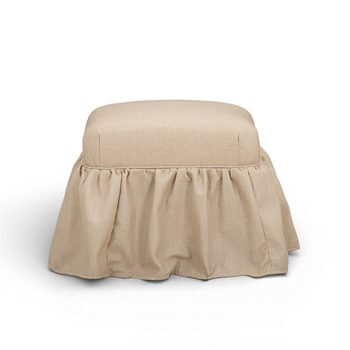 Gertrude - Performance Linen Skirted Ottoman - Yellow - DecorGalore4U