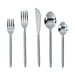 Ribbed - Stainless Steel Flatware (Set of 5) - Silver - DecorGalore4U
