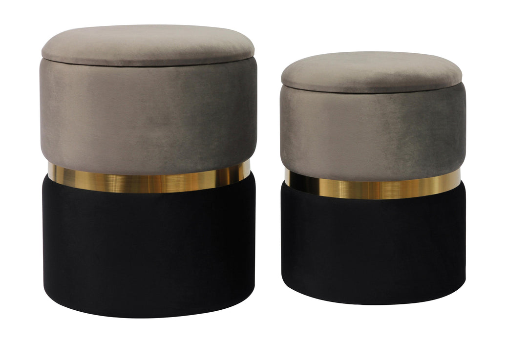 Gigi Grey Velvet Storage Ottomans - Set of 2