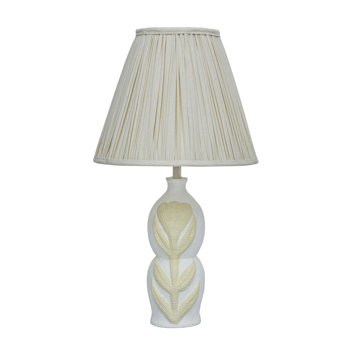 Edith - Curved Papier Mache Flower Pleated Table Lamp - Cream - DecorGalore4U