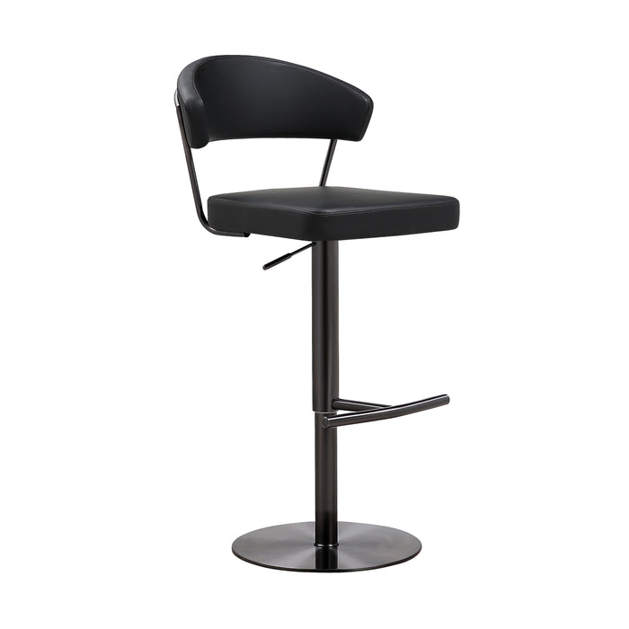 Cosmo Black Performance Vegan Leather on Black Steel Barstool