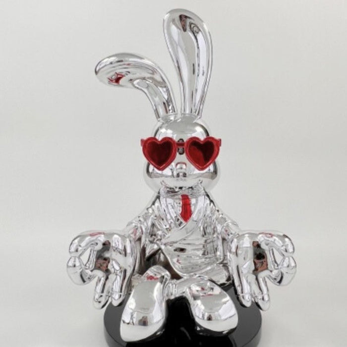 Sitting Rabbit with Red Tie and Glasses