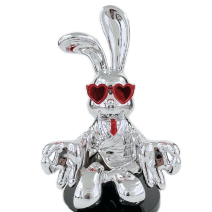 Sitting Rabbit with Red Tie and Glasses