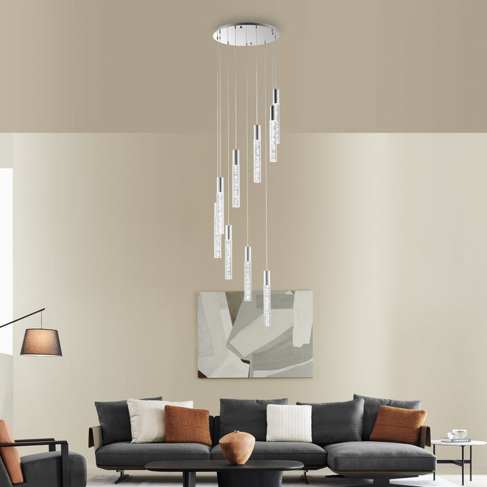 Acrylic Cylinder Chandelier // 9 Light