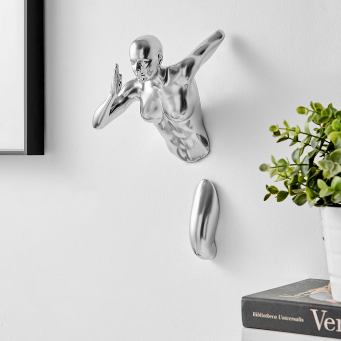 Runner Woman 13" Wall Sculpture // Chrome