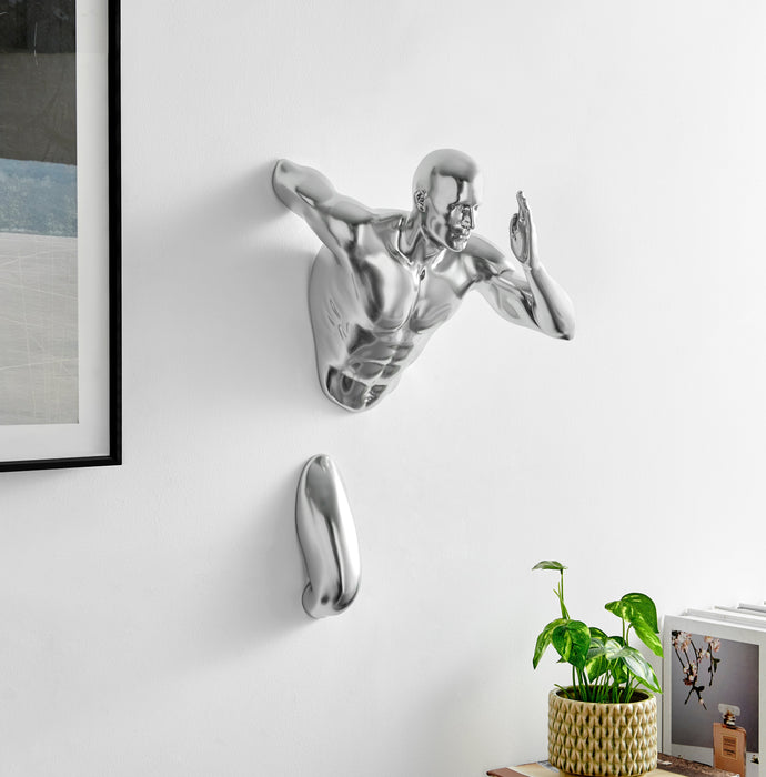 Runner Man 20" Wall Sculpture // Chrome