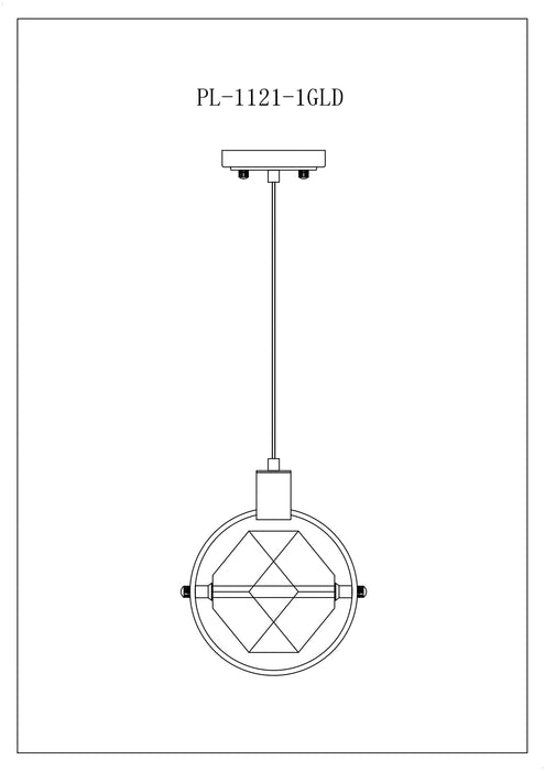 Hollywood Cube 1 Light Pendant // Gold