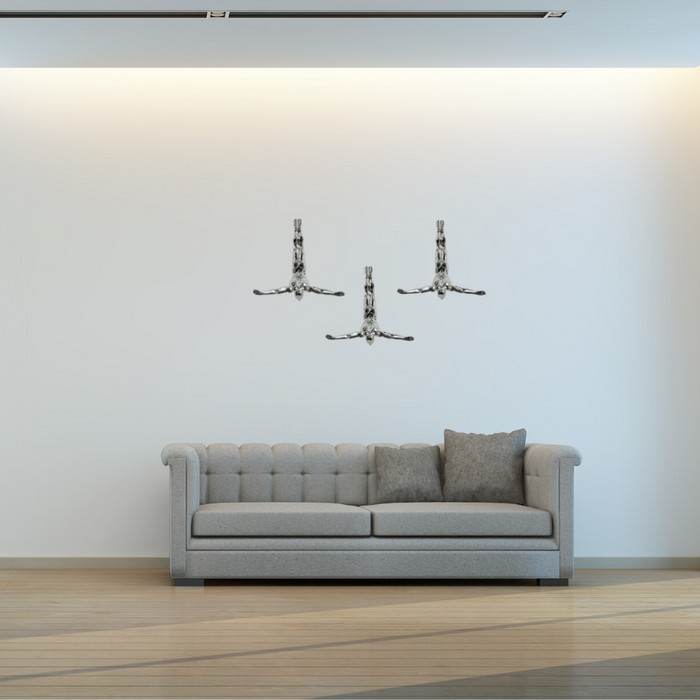 Set of Three Large Wall Divers // Semi Chrome