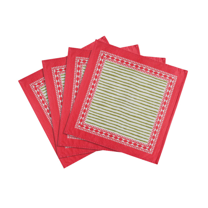 Crissy - Bamboo Cotton Canvas Printed Napkins (Set of 4) - Pink - DecorGalore4U