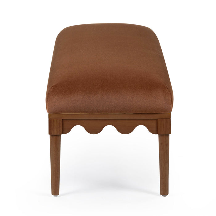 Oodle - Vegan Mohair Bench, Walnut Legs - DecorGalore4U