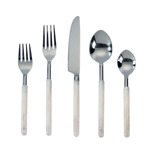 Frose - Stainless Steel Flatware (Set of 5) - Silver - DecorGalore4U
