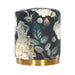Opal Floral Velvet Ottoman with Gold Base - DecorGalore4U