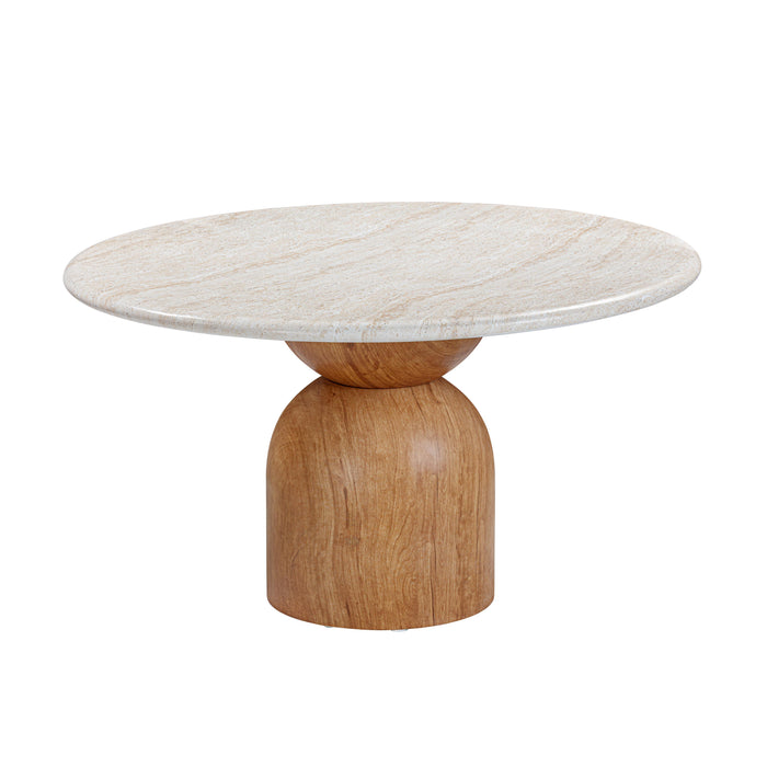 Cynthia Travertine Concrete Indoor / Outdoor 54" Round Dining Table