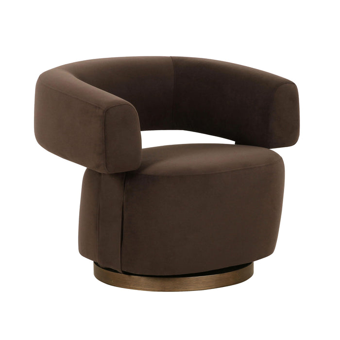 River - Performance Velvet Swivel Accent Chair - Chocolate Brown
