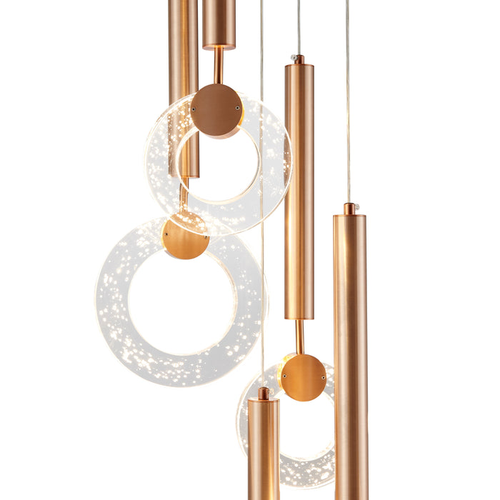 Glitter Rings Flush Chandelier // Bronze